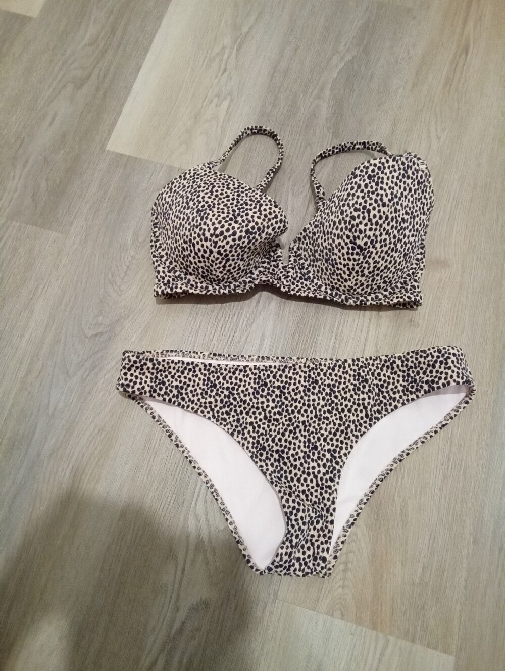Shade & Shore Leopard Spot Bikini Set Top Wired & Padded 34D Bottom Sz L